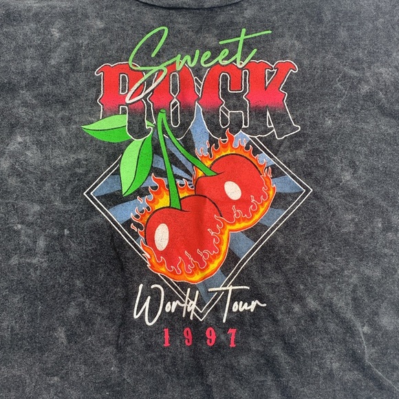 1997 Sweet Rock World Tour Graphic Crop Tshirt Size XL Distressed Black Band Tee - Picture 3 of 9